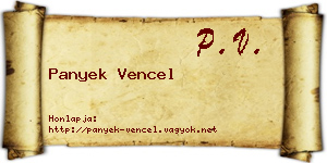 Panyek Vencel névjegykártya